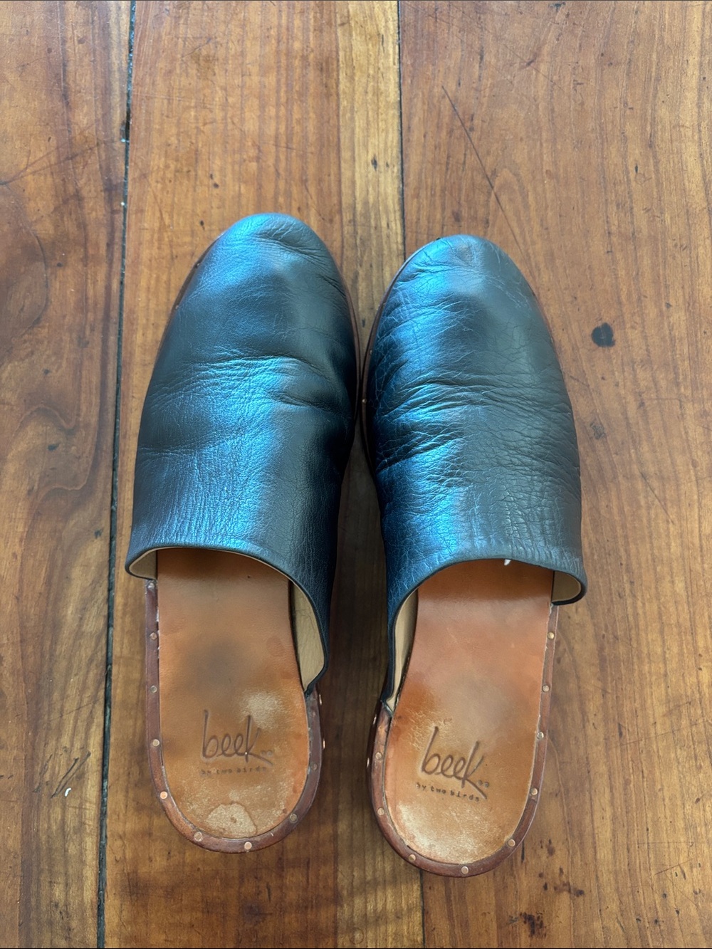 Beek Black Leather Slip-On Mules Women’s 8 - Picture 3 of 8